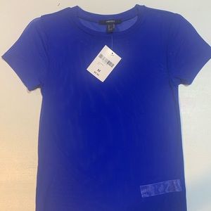 SEE THROUGH BLUE MESH SHIRT